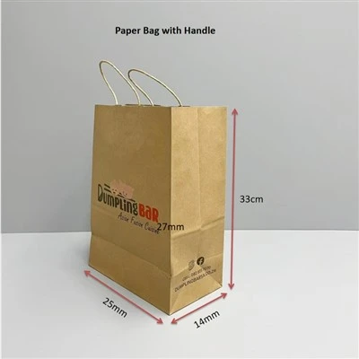 Logo Printed Kraft Paper Handle Bag